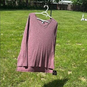 Ava & Viv Long Sleeve Blouse Ribbed Oversized Shirt Women's 1X (16W/18W) NWT
